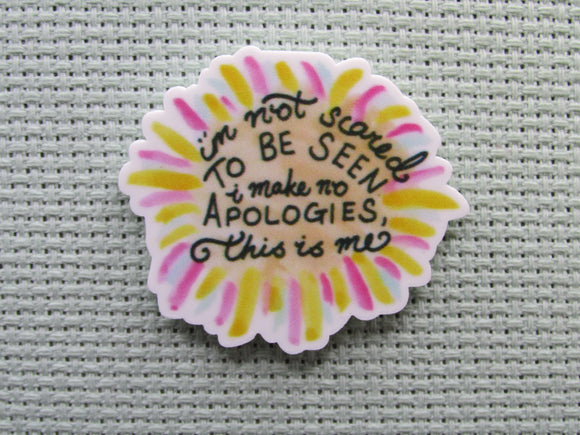 First view of the I'm not Scared to be Seen, I make no Apologies, this is me Needle Minder
