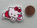 Second view of the Cute White Kitty Taking a Selfie Needle Minder