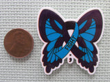 Second view of the Blue Ribbon Butterfly Fight Ribbon Needle Minder