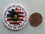 Second view of the She's a Good Girl, Loves Her Mama Loves Jesus and America Too Needle Minder
