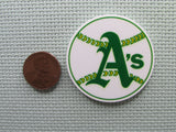 Second view of the A's Baseball Needle Minder