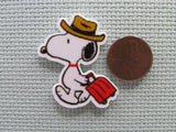 Second view of the Snoopy Going on a Trip Needle Minder