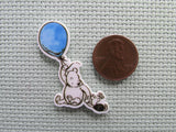 Second view of the Small Black and White Pooh and Piglet Flying Away on a Blue Balloon Needle Minder