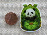 Second view of Baby Panda in a Bamboo Green Backpack Needle Minder.