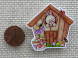 Second view of Bunny in a House Needle Minder.