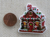 Second view of Well Decorated Gingerbread House Needle Minder.