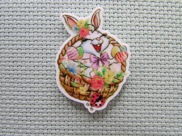 First view of the Happy Easter Bunny in a Basket Needle Minder