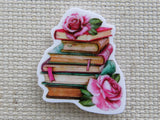 First view of A Pile of Six Books with Pink Roses Needle Minder.