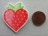 Second view of the Strawberry Heart Needle Minder