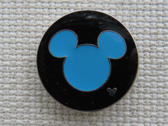First view of Blue Mickey Head in a Black Disc Needle Minder.