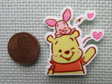Second view of the Pooh and Piglet Blowing Kisses Needle Minder