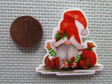 Second view of the Christmas Gnome with a Bag of Goodies Needle Minder