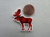 Second view of the Black and Red Plaid Moose Needle Minder