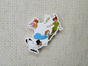 First view of the Peter Pan, Wendy, Michael, John and Tinkerbell Flying to Neverland Needle Minder