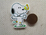 Second view of the Snoopy with a Butterfly on his Nose Needle Minder