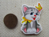 Second view of the Tabby Cat with a Butterfly Friend Needle Minder