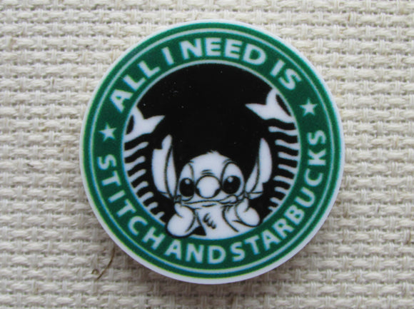 First view of the All You Need is Stitch and Starbucks Needle Minder
