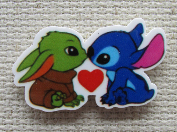 First view of the Stitch and the Alien Child Nose to Nose Needle Minder