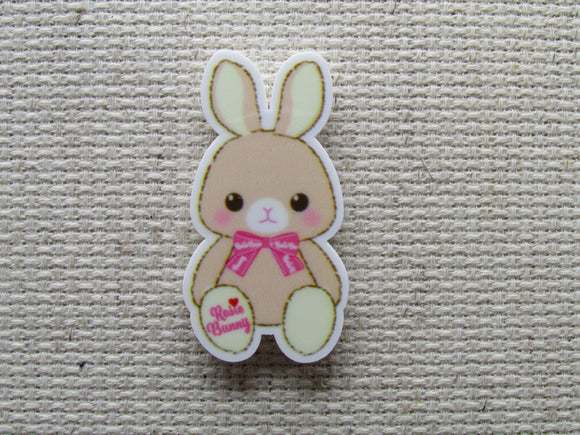 First view of the Cute Bunny with a Pink Ribbon Needle Minder