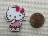 Second view of the Cute White Kitty with a Bow Needle Minder