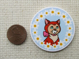 Second view of the Orange Cat in a Ring of Flowers Needle Minder