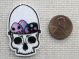 Second view of the Gothic Skull Easter Basket Needle Minder