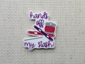 First view of the Hands Off My Stash Cross Stitch Needle Minder