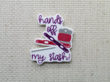 First view of the Hands Off My Stash Cross Stitch Needle Minder