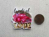 Second view of the Loads of Love Red Truck Needle Minder