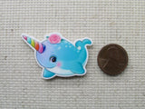 Second view of the Blue Narwhale Needle Minder