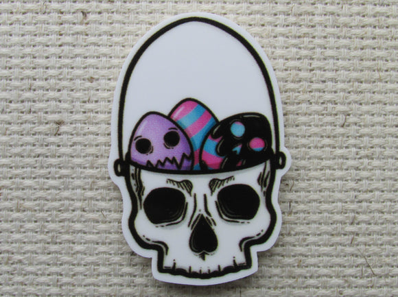 First view of the Gothic Skull Easter Basket Needle Minder