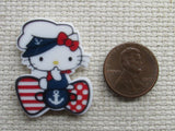 Second view of the Sailor White Kitty Needle Minder
