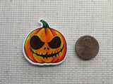 Second view of the Jack Carved Pumpkin Needle Minder