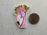 Second view of the Flowery Flamingo Needle Minder