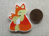 Second view of the Mom and Baby Fox Needle Minder