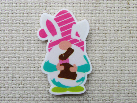 First view of the Easter Gnome with Chocolate Bunny Needle Minder