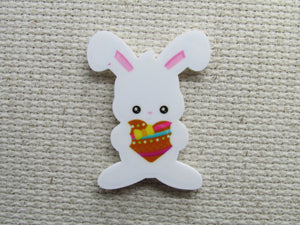 First view of the Easter Bunny Holding a Heart Needle Minder