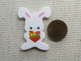 Second view of the Easter Bunny Holding a Heart Needle Minder