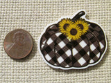 Second view of the Black and White Plaid Sunflower Needle Minder