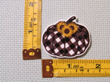 Third view of the Black and White Plaid Sunflower Needle Minder