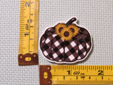 Third view of the Black and White Plaid Sunflower Needle Minder