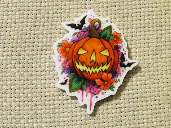 First view of the Jack O Lantern, Bats and Flowers Needle Minder