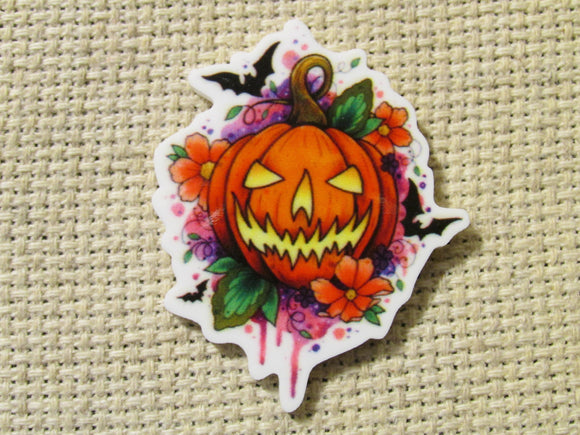 First view of the Jack O Lantern, Bats and Flowers Needle Minder