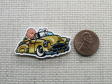 Second view of the Snoopy, Charlie Brown and Woodstock Cruising in a Gold Convertible Needle Minder