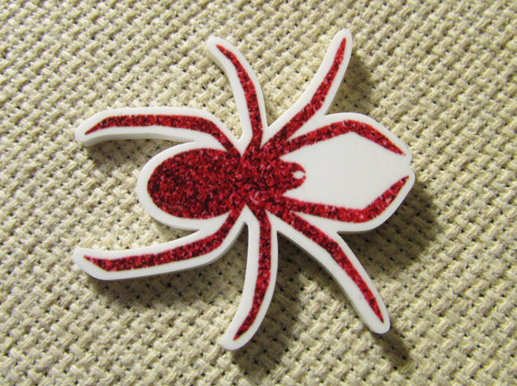 First view of the Red Sparkly Spider Needle Minder