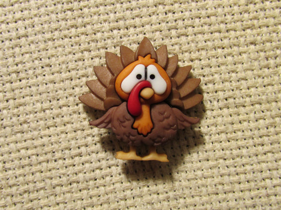 First view of the Dark Brown Feathered Turkey Needle Minder
