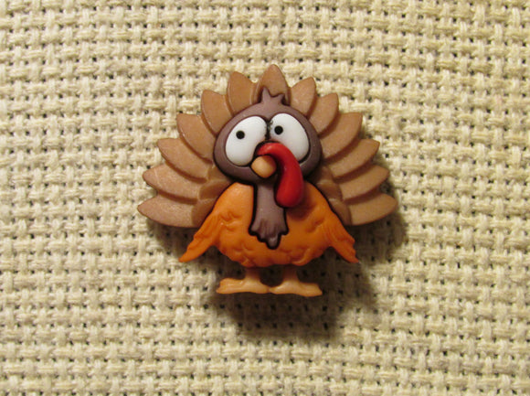 First view of the Light Brown Feathered Turkey Needle Minder