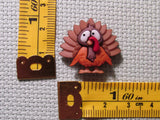 Third view of the Light Brown Feathered Turkey Needle Minder