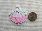 Second view of the Bunny in a Pink Umbrella Needle Minder