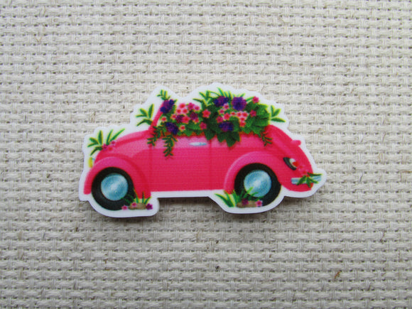 First view of the Pretty Pink Bug Car Bursting with Flowers Needle Minder